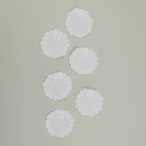 Bolinhas Coaster, 100% White Linen with White Embroidery, 10 cm diameter (Set of 6 Pcs)