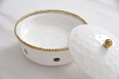 3-Piece Bundle of Small Round Chafing Dish with Gold Beads