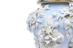 "The Earth" White/Blue/Gold Vase with Flowers