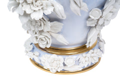 "The Earth" White/Blue/Gold Vase with Flowers