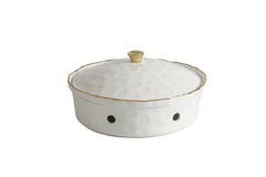 3-Piece Bundle of Large Round Chafing Dish with Wavy Gold Rim