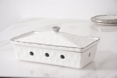 4-Piece Bundle of Rectangular Chafing Dish with Wavy Silver Rim
