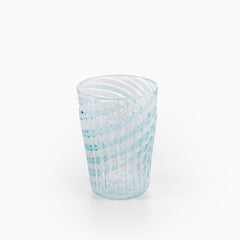 Aqua Swirl and Optic Ribbed Glass Pitcher and Tumbler Set