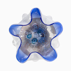 Cobalt and Silver Inclusion Murano-Style Art Glass Dish
