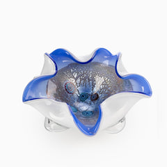 Cobalt and Silver Inclusion Murano-Style Art Glass Dish