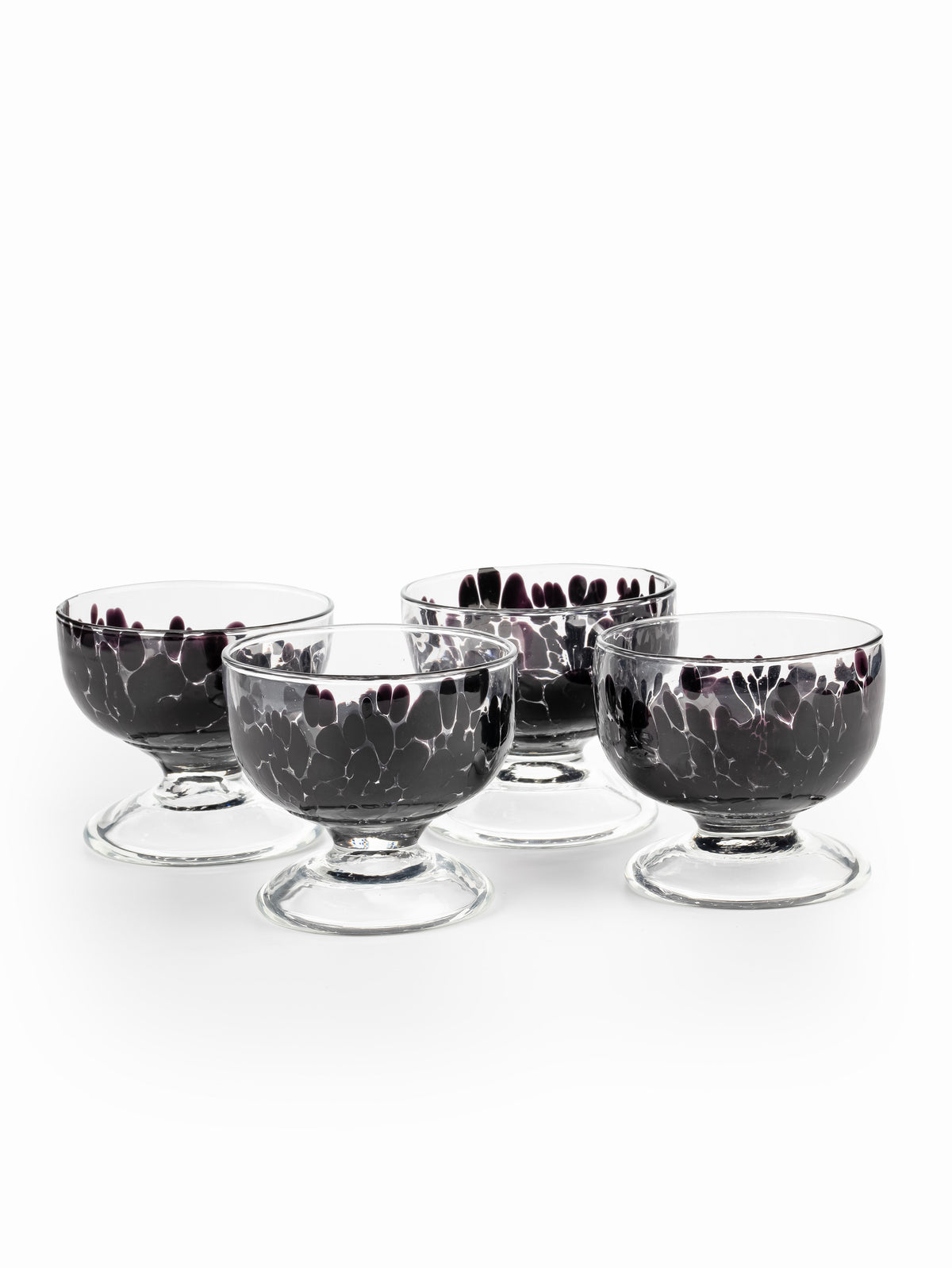 4-Piece Bundle of Murano Bowl/Cup, 11cm Black