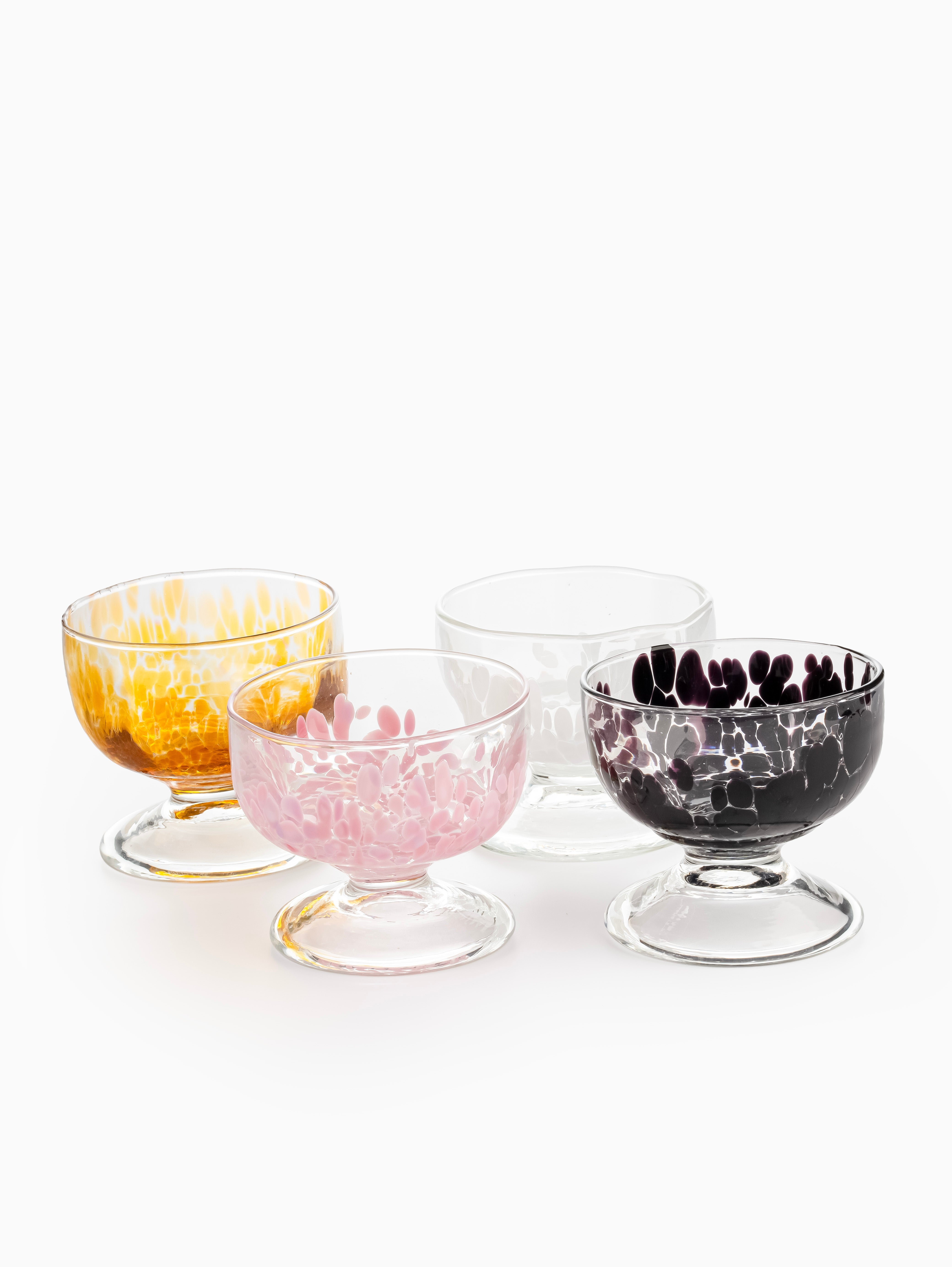 4-Piece Bundle of Murano Bowl/Cup, 11cm Black