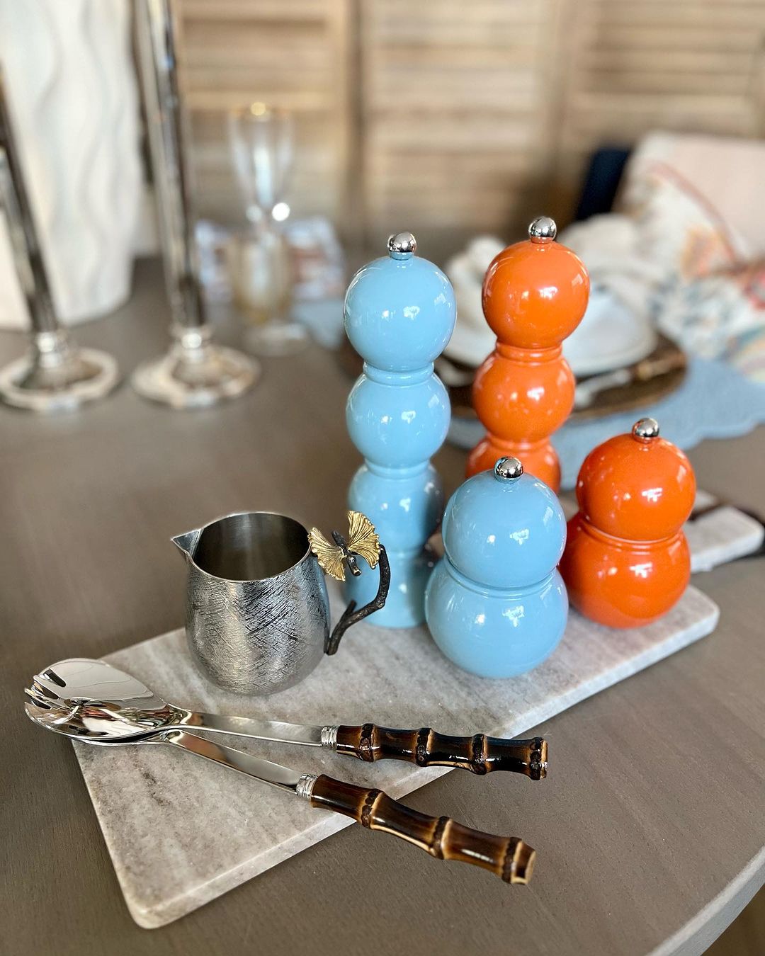 12 cm Bobbin Orange Salt & Pepper Grinder in Lacquer on Rubber Wood