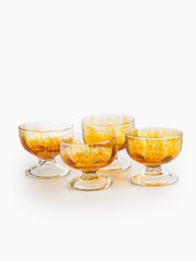 4-Piece Bundle of Murano Bowl/Cup, 11cm Amber