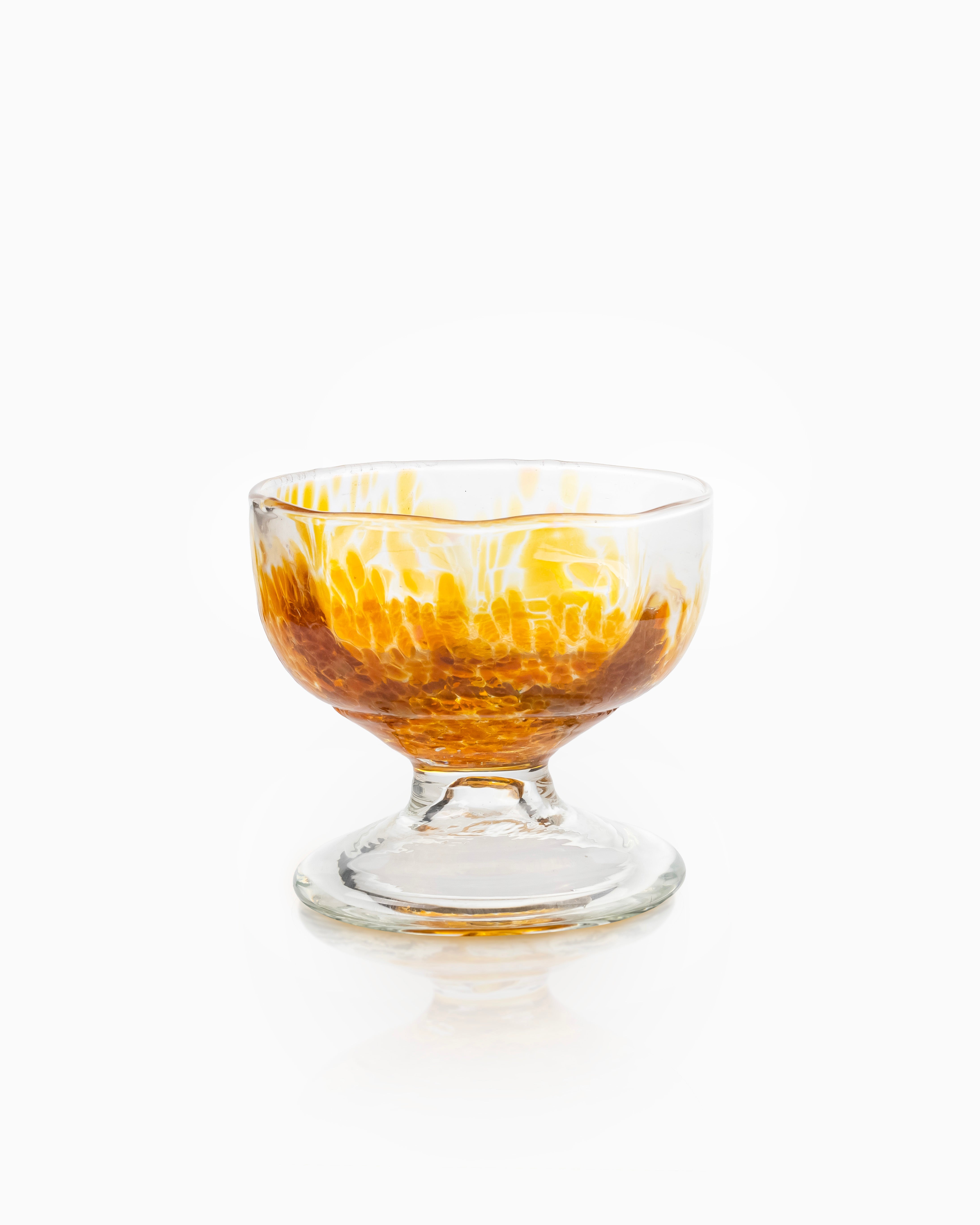 4-Piece Bundle of Murano Bowl/Cup, 11cm Amber