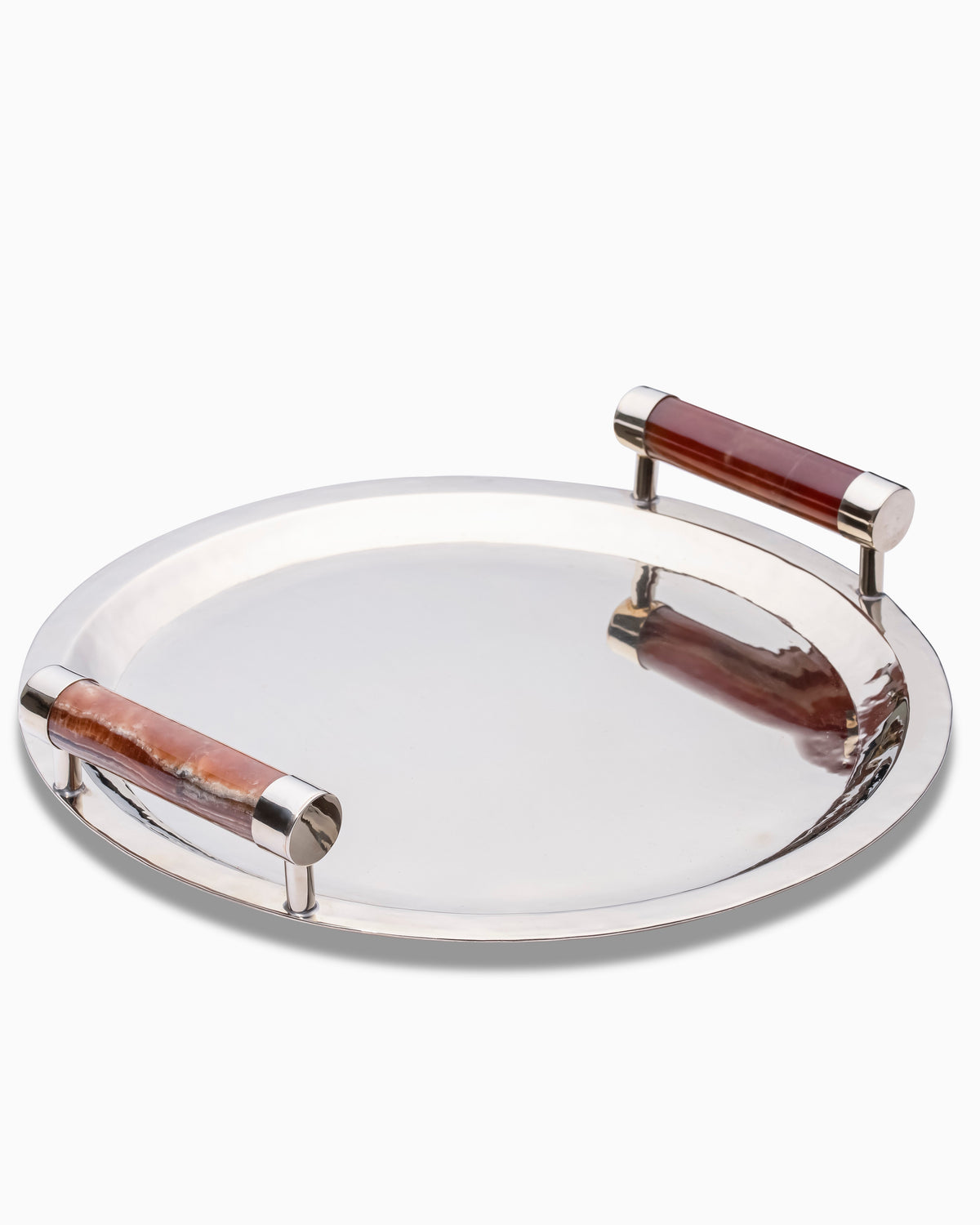 Angostura Round Tray with Bordeaux Onyx Handles