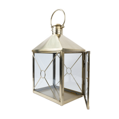 Charcoal Rectangular Lantern Antique Brass