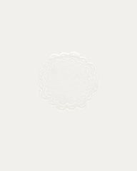 Bolinhas Coaster, 100% White Linen with White Embroidery, 10 cm diameter (Set of 6 Pcs)