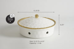 3-Piece Bundle of Large Round Chafing Dish with Gold Beads