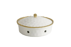 5-Piece Bundle of Large Round Chafing Dish with Gold Beads