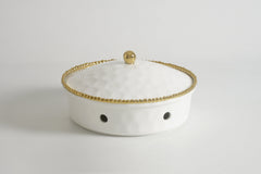 4-Piece Bundle of Large Round Chafing Dish with Gold Beads
