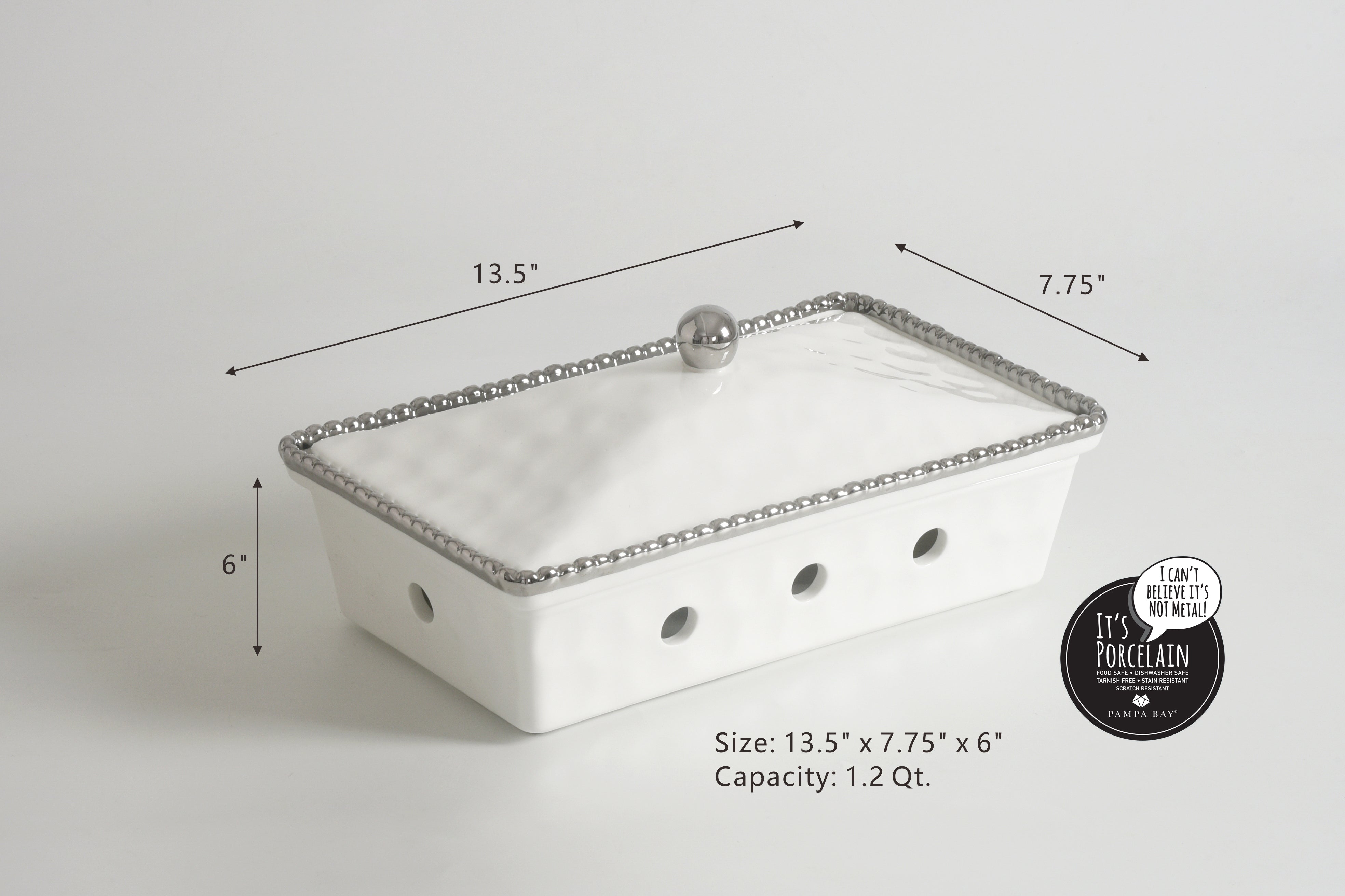 3-Piece Bundle of Rectangular Chafing Dish with Silver Beads