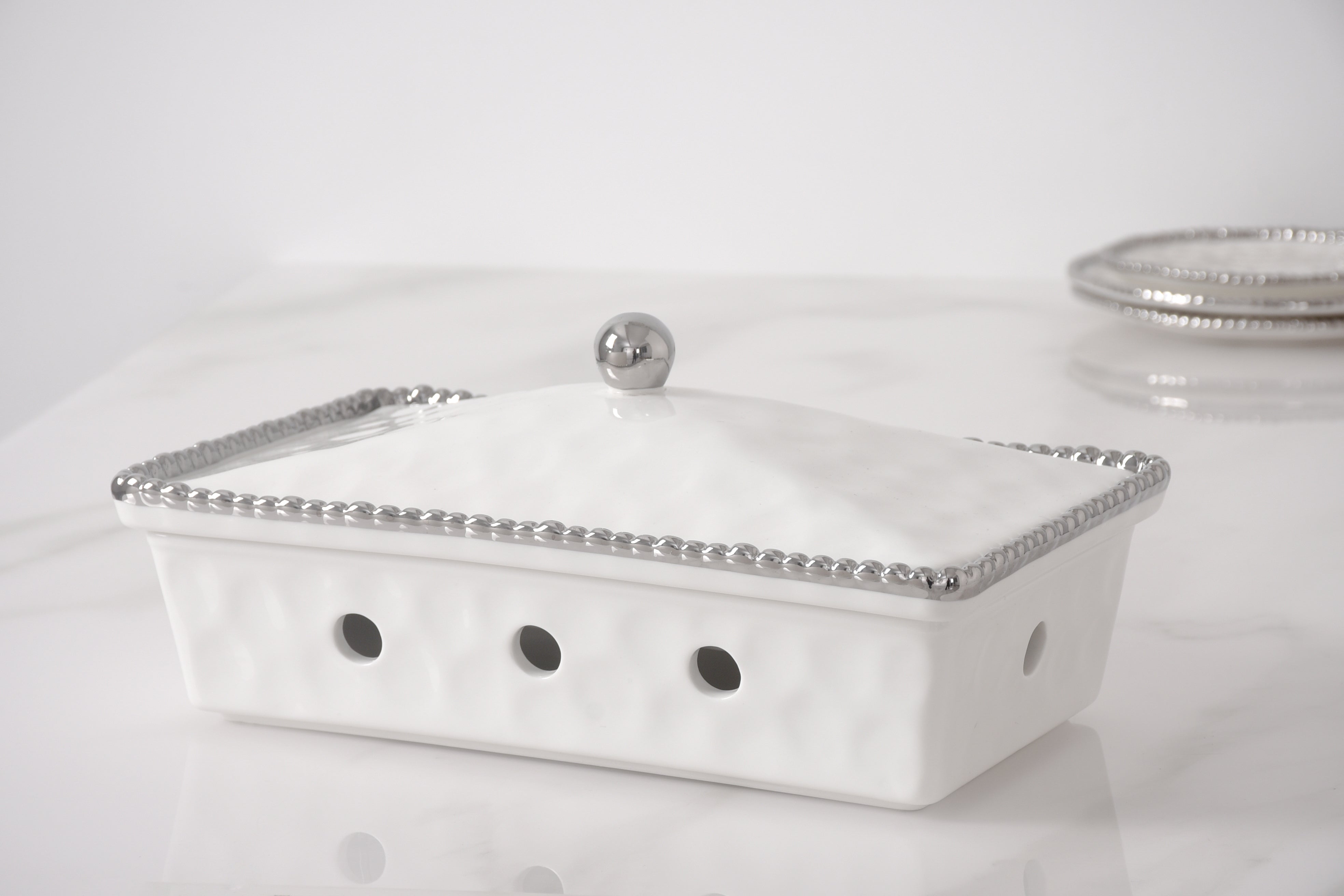 3-Piece Bundle of Rectangular Chafing Dish with Silver Beads