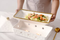 5-Piece Bundle of Rectangular Chafing Dish with Gold Beads