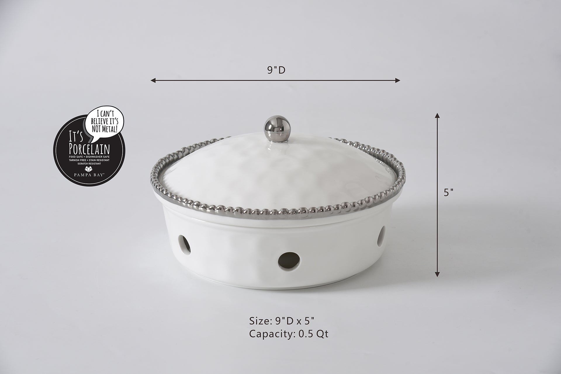 4-Piece Bundle of Small Round Chafing Dish with Silver Beads