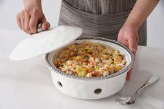 4-Piece Bundle of Small Round Chafing Dish with Silver Beads