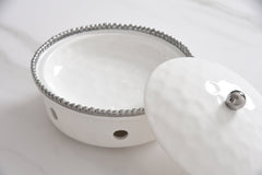 4-Piece Bundle of Small Round Chafing Dish with Silver Beads