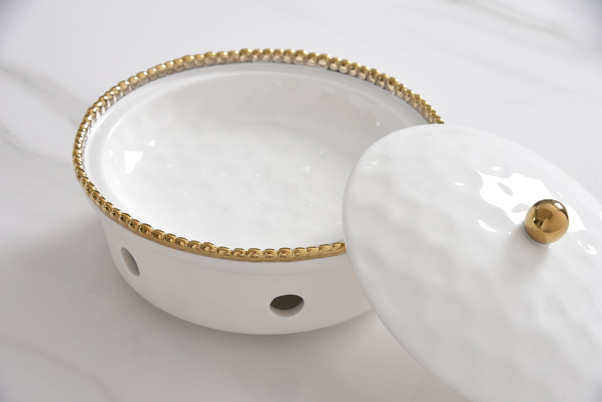4-Piece Bundle of Small Round Chafing Dish with Gold Beads