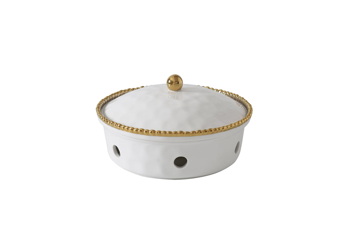 4-Piece Bundle of Small Round Chafing Dish with Gold Beads