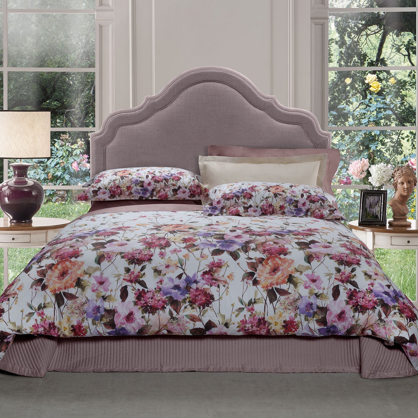 Certaldo Stampa All Over Queen Duvet Cover Set 240x220 - 57 White/Rust