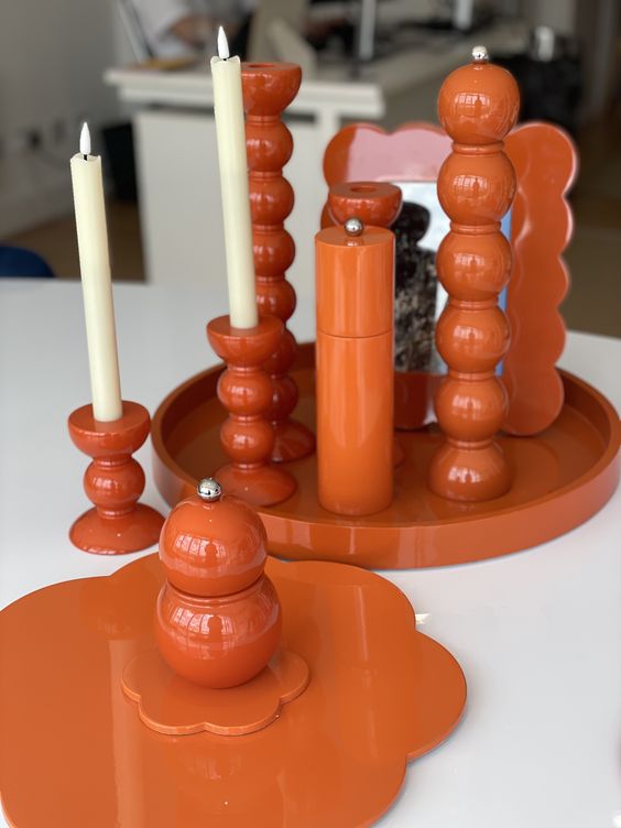 12 cm Bobbin Orange Salt & Pepper Grinder in Lacquer on Rubber Wood