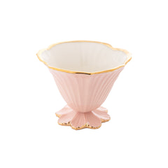 Corolla Bowl Ice Cream Cup, Peach with Shiny Gold Thread, Box of 6