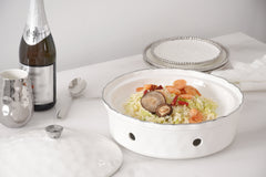 5-Piece Bundle of Large Round Chafing Dish with Wavy Silver Rim