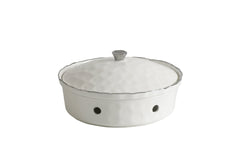 3-Piece Bundle of Large Round Chafing Dish with Wavy Silver Rim