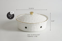 5-Piece Bundle of Large Round Chafing Dish with Wavy Gold Rim