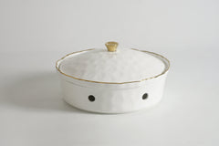 5-Piece Bundle of Large Round Chafing Dish with Wavy Gold Rim