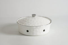 5-Piece Bundle of Large Round Chafing Dish with Wavy Silver Rim