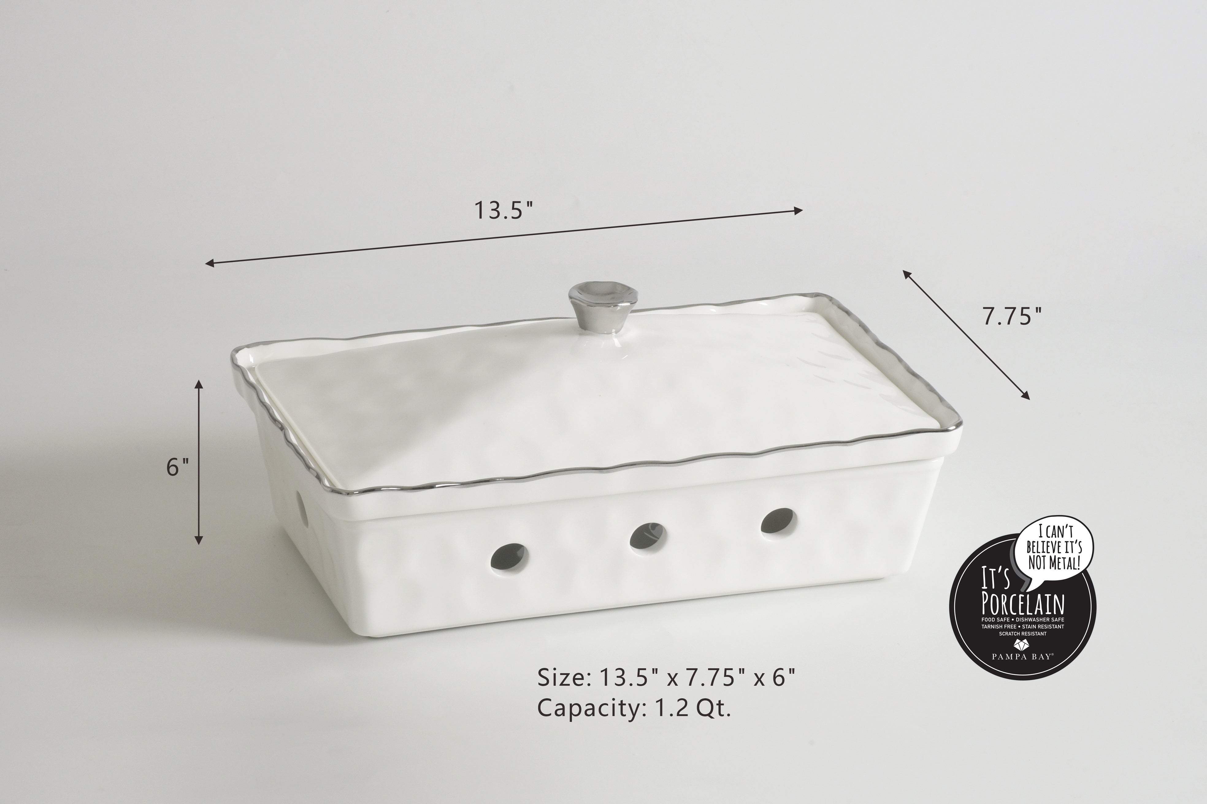 5-Piece Bundle of Rectangular Chafing Dish with Wavy Silver Rim