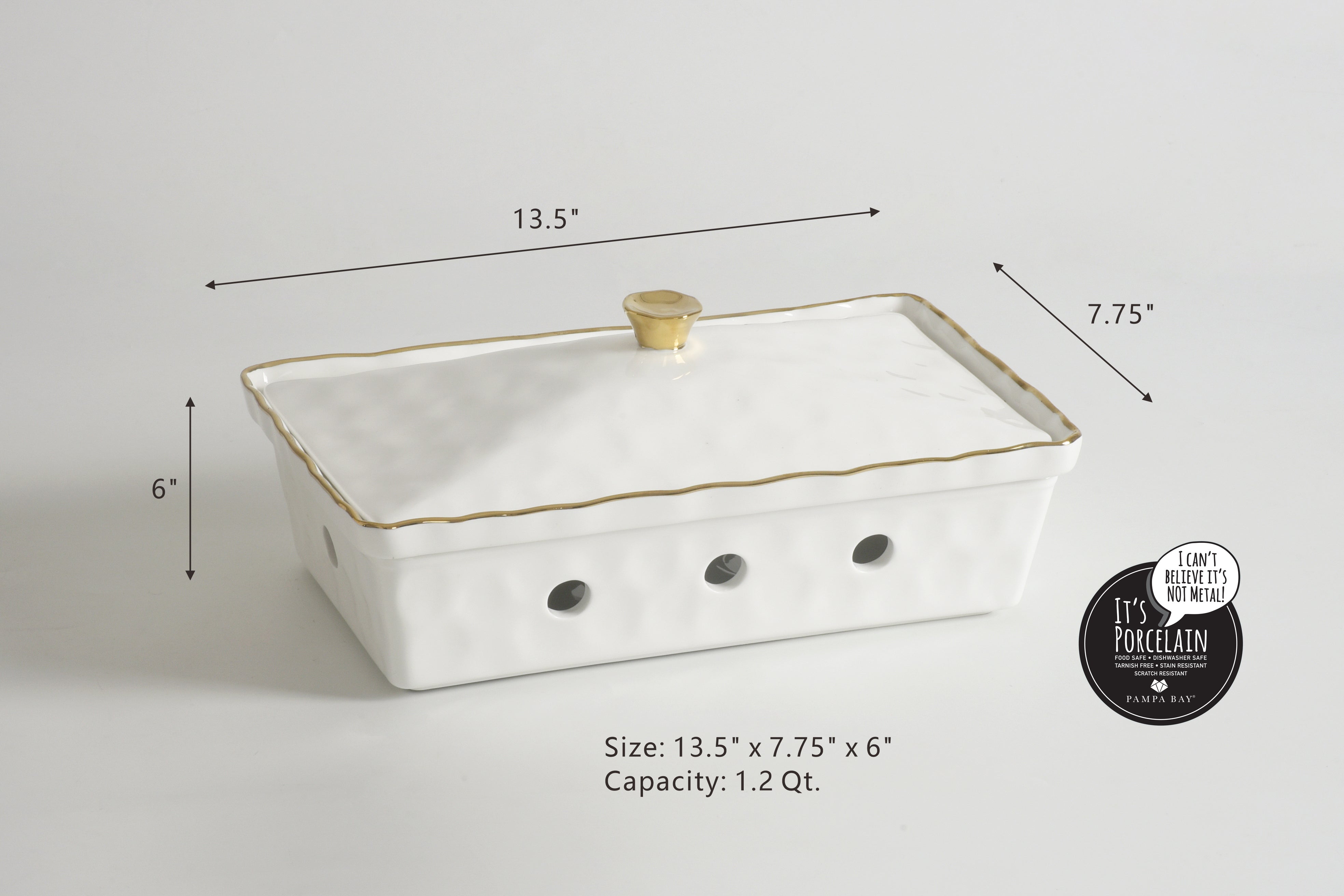 4-Piece Bundle of Rectangular Chafing Dish with Wavy Gold Rim