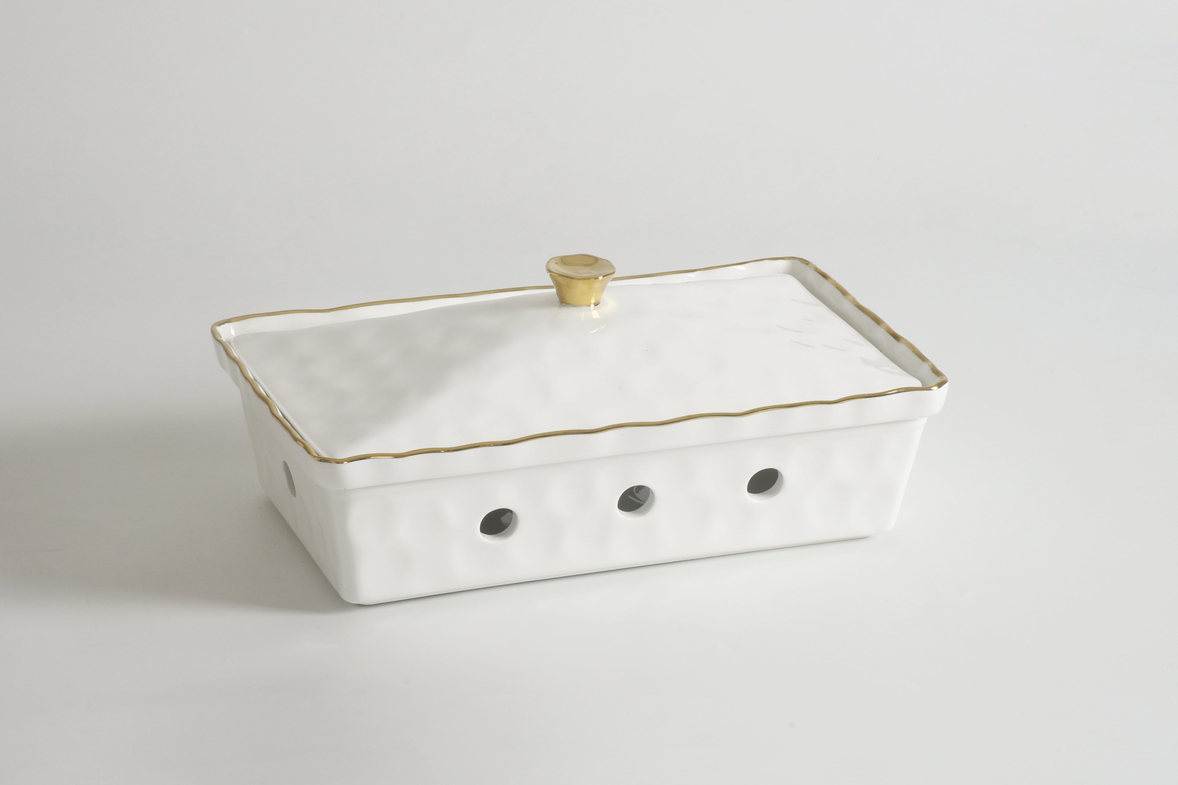5-Piece Bundle of Rectangular Chafing Dish with Wavy Gold Rim