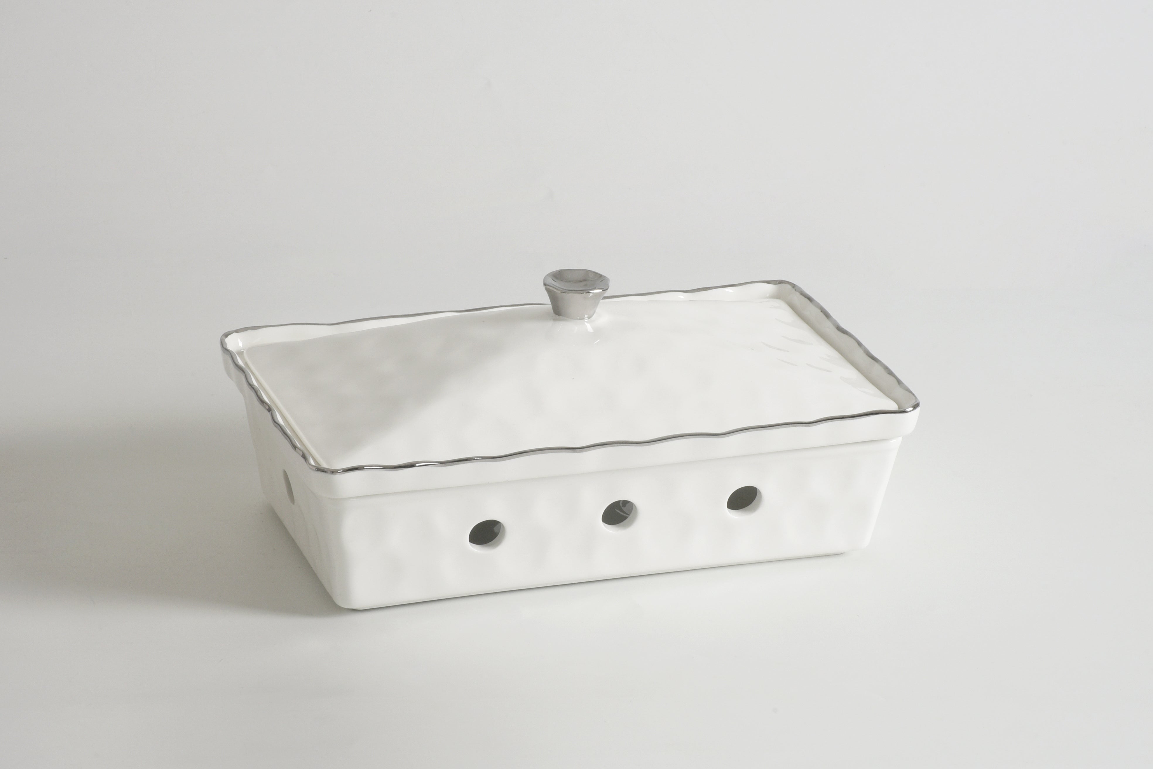 5-Piece Bundle of Rectangular Chafing Dish with Wavy Silver Rim