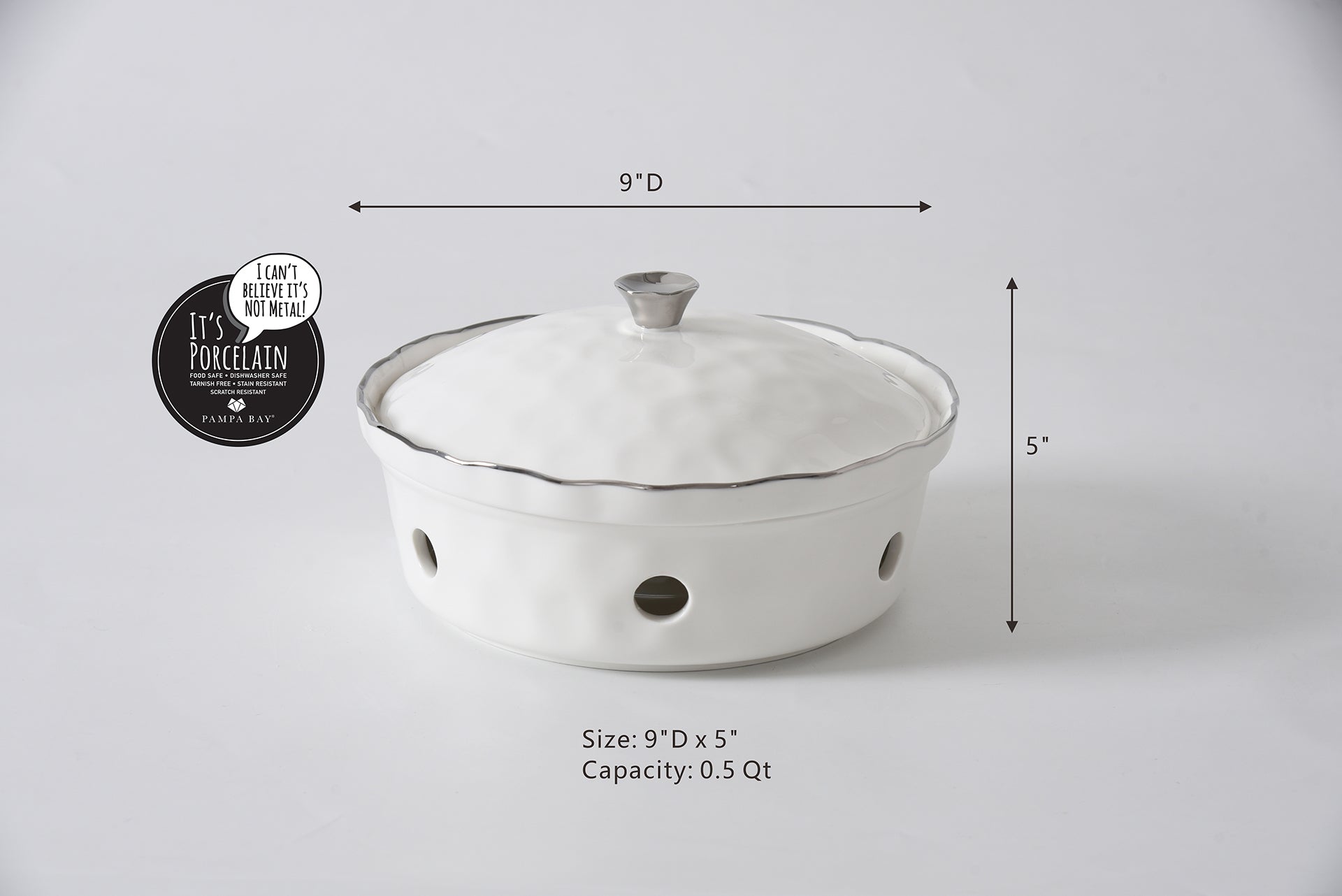 4-Piece Bundle of Small Round Chafing Dish with Wavy Silver Rim