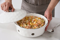 4-Piece Bundle of Small Round Chafing Dish with Wavy Silver Rim