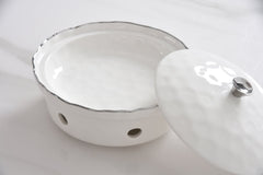 5-Piece Bundle of Small Round Chafing Dish with Wavy Silver Rim