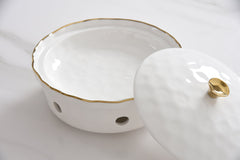 3-Piece Bundle of Small Round Chafing Dish with Wavy Gold Rim