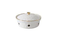 4-Piece Bundle of Small Round Chafing Dish with Wavy Gold Rim