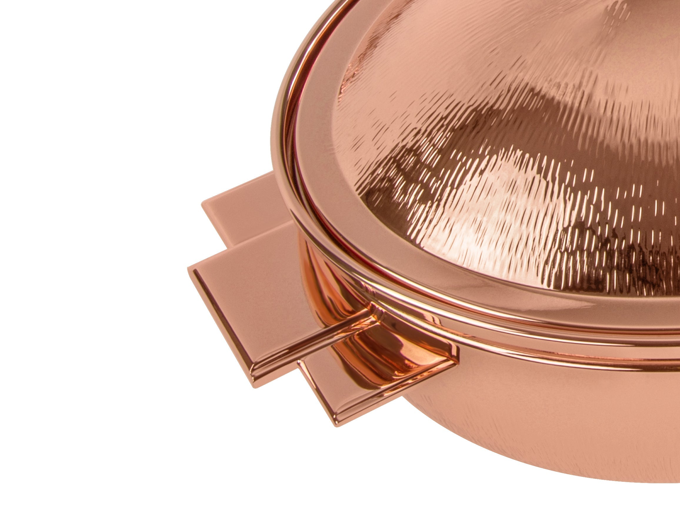 Art Deco Round Thermic Dish - Pink/Copper Plated 24 cm