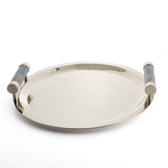 Angostura Round Tray with Green/Blue Onyx Handles